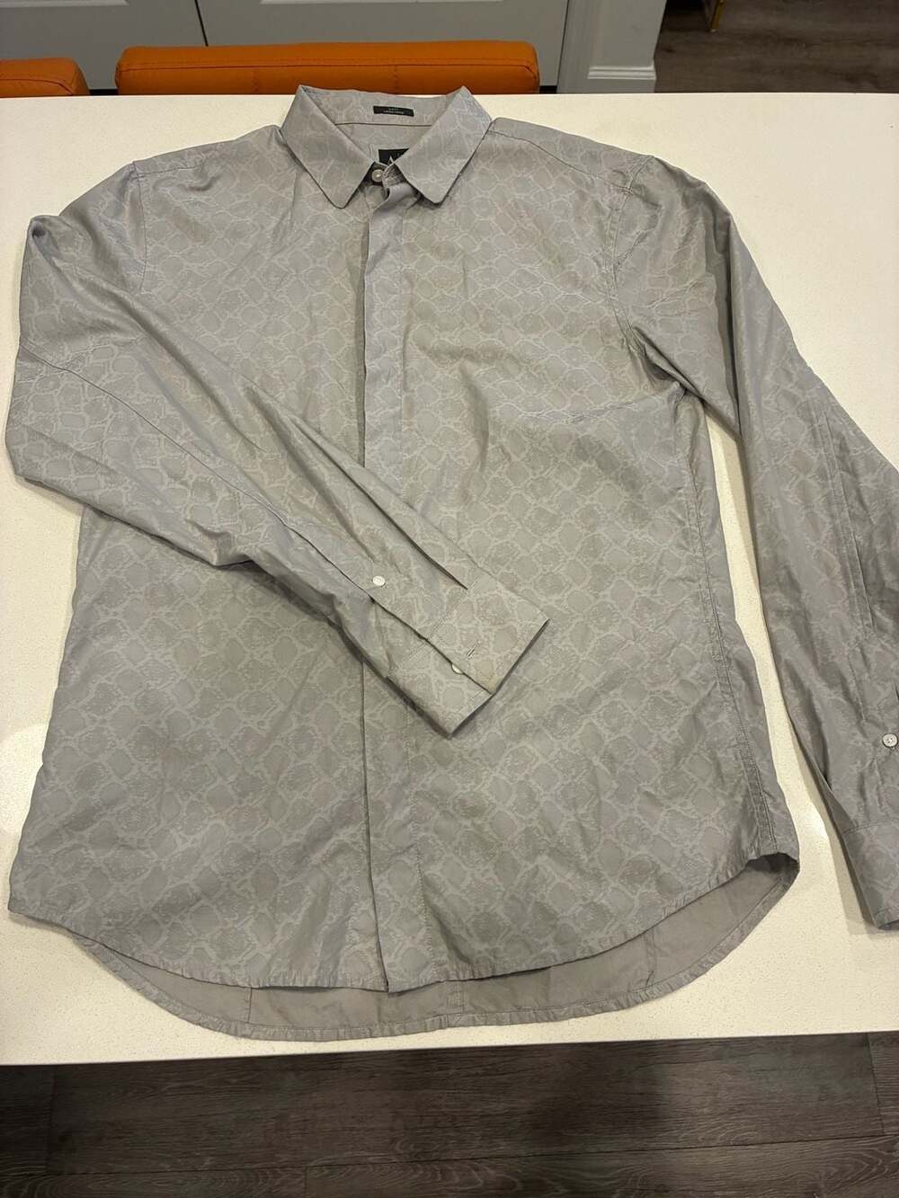 Armani Exchange Snake Pattern Shirt Size M Gray Slim Fit